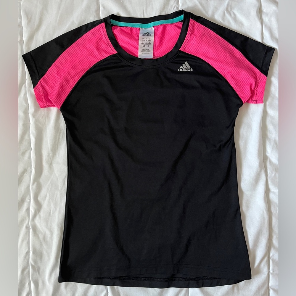 Adidas Black Tee with Pink Highlights